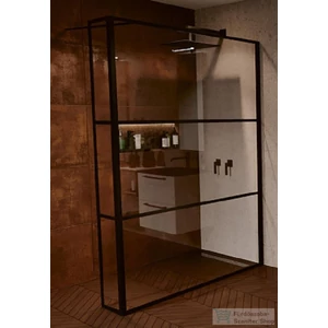 Riho Grid GB402 90 cm-es zuhanyfal/walk-in, átlátszó, fekete G004037121