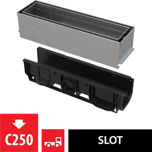 Alca Asszimetrikus kültéri résfolyóka revíziós résszel 100 mm, rozsdamentes acélból AVZ101S-R321R