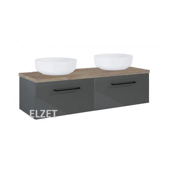 Elita Futuris 140 cm-es (70+70), 2 fiókos alsó szekrény fényes anthracite