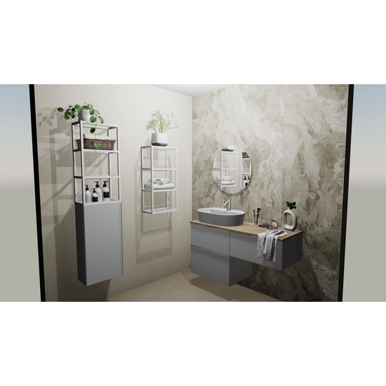 Elita Look 120 cm széles 3 fiókos fürdőszoba bútor mosdópulthoz és pultra ültethető mosdóhoz matt stone/kőszürke színben