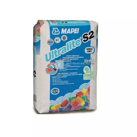 Mapei Ultralite S2 Flex Kerámiaburkolat ragasztó (C2ES2) szürke 15 kg