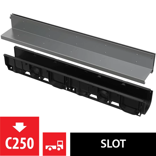 Alca Asszimetrikus kültéri résfolyóka 100 mm, rozsdamentes acélból AVZ101-R321